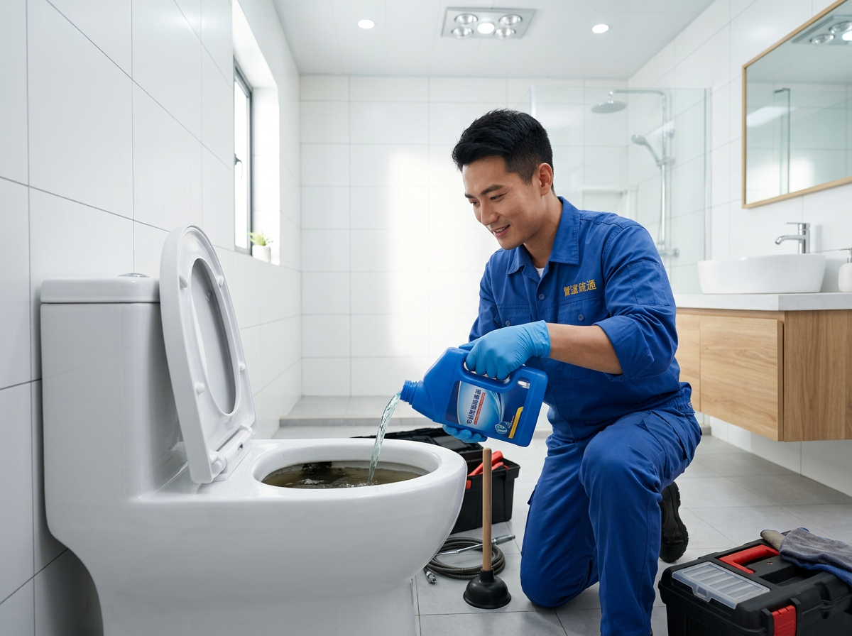 马桶疏通服务实景图