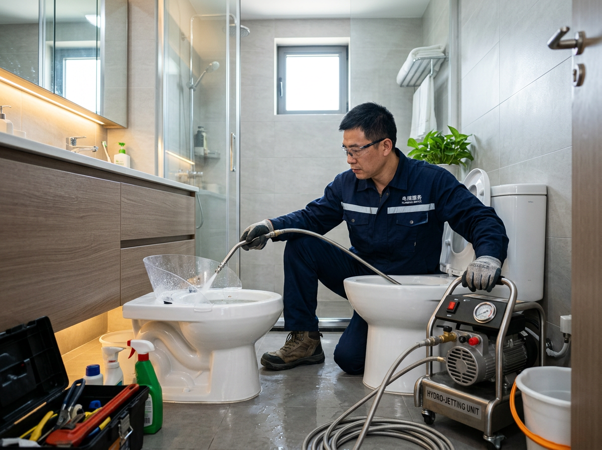 马桶疏通服务实景图
